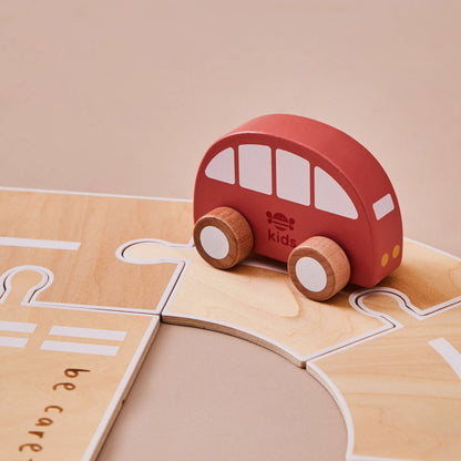 Wooden Road Track with Vehicle Toys