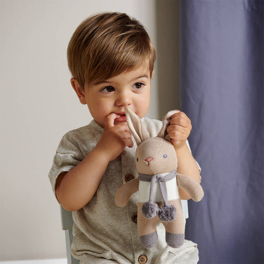Baby Threads Taupe Gift Set - Organic Rattle & Comforter