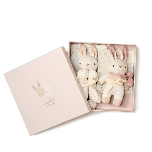 Baby Threads Cream Gift Set - Organic Rattle & Comforter