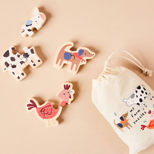 Set of Wooden Farm Animal Puzzles